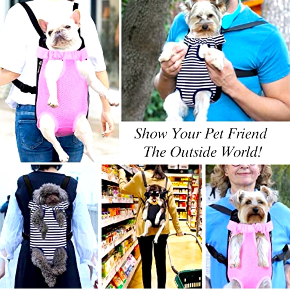 Dog Backpack Front Chest Carrier Pet Carrying Adjustable Hands Free Travel Bag